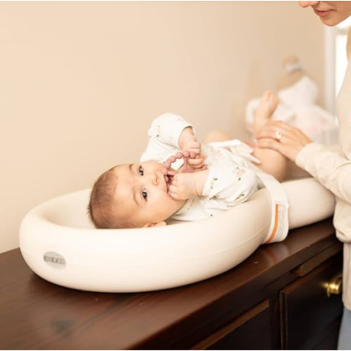 Keekaroo Peanut Changer Baby Vanilla– The Original Made in USA Easy-to-Clean Changing pad and The only Shell Over Foam, Fully Water Repellant