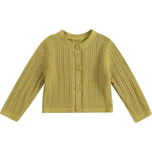 Newborn Baby Girls Knit Cardigans Long Sleeve Crewneck Hollow Knit Thin Sweater Toddler Button Tops Coat Outwear
