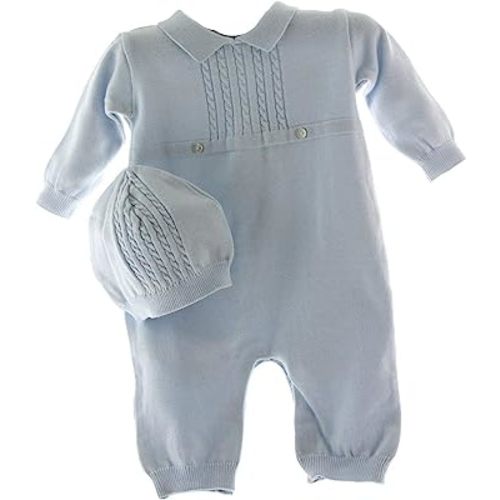 Feltman Brothers Boys Blue Knit Long Sleeve Coverall with Hat