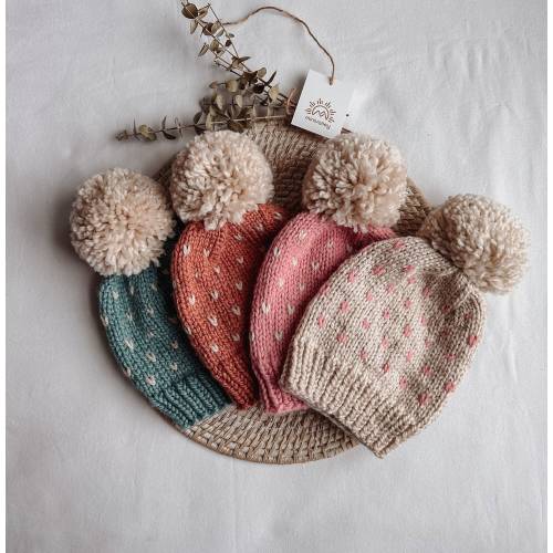Knit baby hat, baby pom pom beanie hat, newborn baby boy beanie, new born baby girl hat, christmas gift for baby