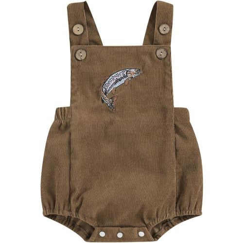 Pudcoco Infant Baby Boys Girls Overalls Sleeveless Mallard Duck Embroidery Corduroy Rompers Newborn Summer Outfit