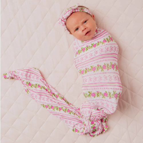 Bowquet of Roses Swaddle & Headwrap Set