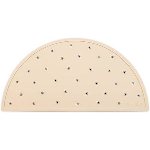mushie Silicone Placemat for Kids | BPA-Free Non-Slip Design (Black Daisy)