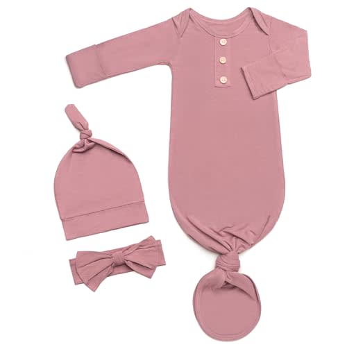 Infant Newborn Baby Knotted Gown, Sleepwear Romper Newborn Essentials Outfits Perfect for Newborn Boys and Girls Photography