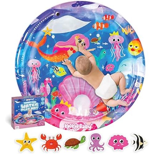 Water Tummy Time Mat for Baby - 40"x40" Large Premium Tummy Time Toys for Baby Boy or Baby Girl, Infant Water Mat for Above 3 Month, Water Play Mat for Baby, Sensory Play Mat (Pink Mermaid)
