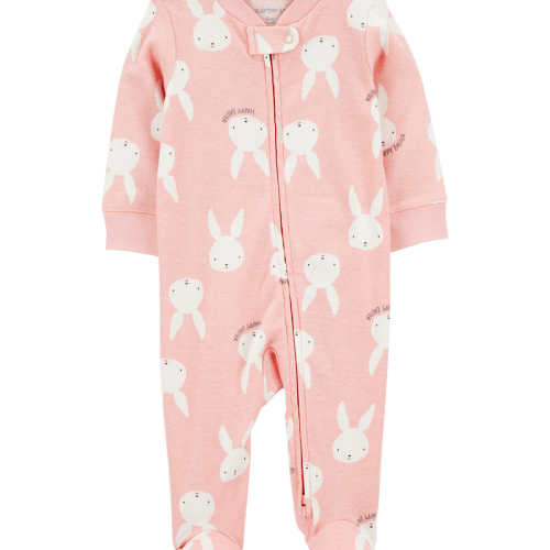 Pink Baby Bunny Cotton Sleeper - Pink | Carter’s Oshkosh Canada