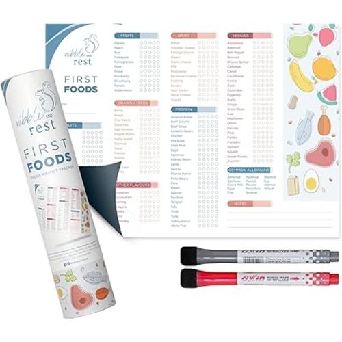 Nibble and Rest Baby's First Foods Tracker Fridge Magnet, Dry Erase Activity Poster, Daily Food Log, 101 Before One, Baby Food Chart/Checklist 25x35cm