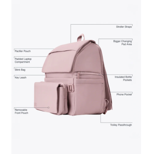 BÉIS 'The Ultimate Diaper Backpack' in Atlas Pink - Best Pink Backpack Diaper Bag
