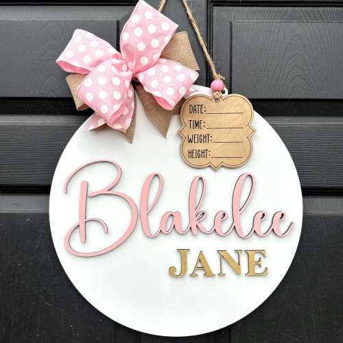 Hospital Door Hanger, Baby Name Sign, Hospital Door Hanger for Girl or Boy, Nursery Name Sign, Birth Announcement, Baby Stat Sign