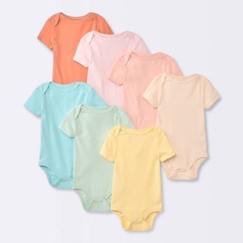 Baby 7pk Short Sleeve Bodysuit - Cloud Island™ Turquoise Blue, Size: 3-6M