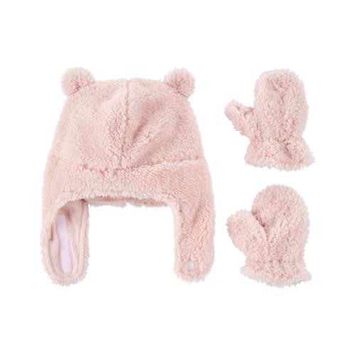 Baby 2-Pack Sherpa Hat & Mitten Set - 0-9M - Style,Pink
