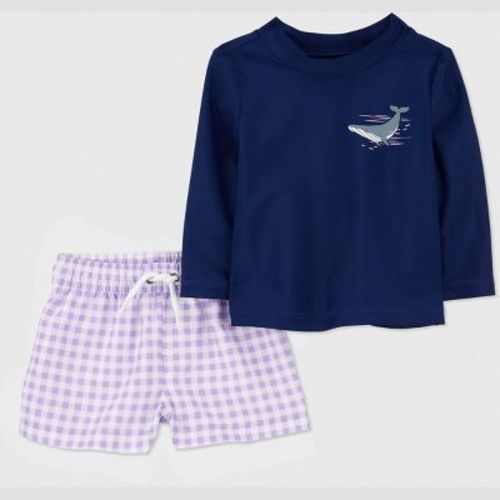 Carter's Just One You®️ Baby Boys' Long Sleeve Gingham Rash Guard Set - 6m