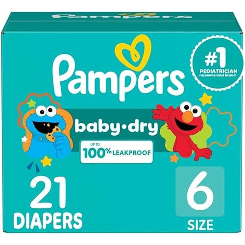 Pampers Diapers - Baby Dry - Size 6, 21 Count, Absorbent Disposable Infant Diaper (Packaging May Vary)