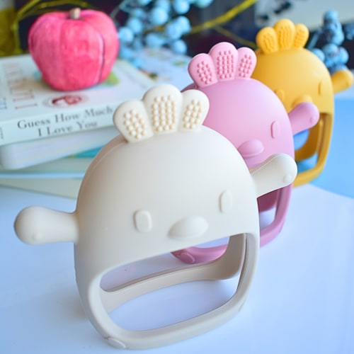 BPA free Food Grade Silicone Teething Mittens Baby Teething Toy 0-12 Months