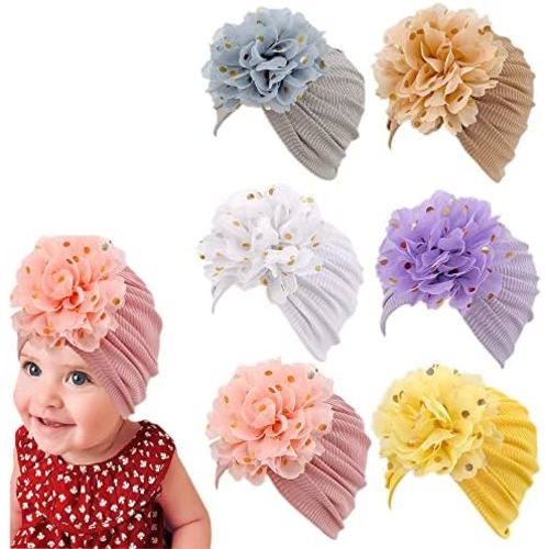 XYX Baby Girl Toddlers Breathable Cotton Hat Newborn Knotted Hat Cute Donut Soft Turban Bow Knot Cap
