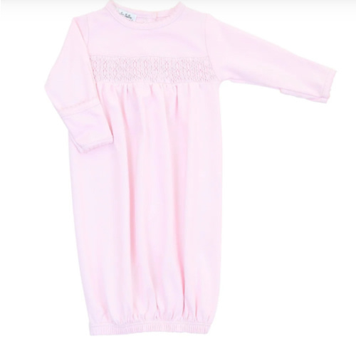 Essentials Solid Smocked Gown - Pink