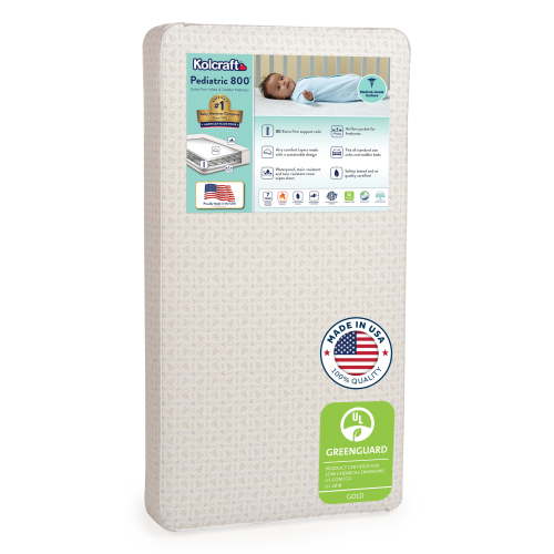 Kolcraft Pediatric 800 Extra Firm Baby Crib & Toddler Mattress, 80 Coil, Waterproof, Ecru