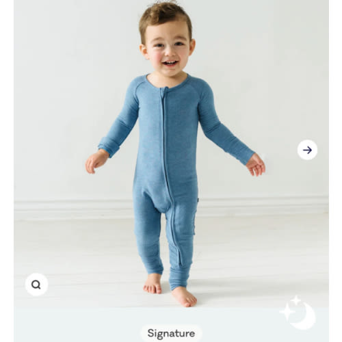 Heather Blue Ribbed Zippy - Little Sleepies
