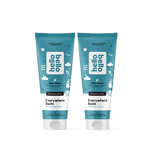 Hello Bello Everywhere Balm Tube I Vegan, Cruelty Free, & Plant Based, Ultra Nourishing Coconut Oil Blend with Shea Butter, Chamomile and Tamanu Oil for Kids and Babies I Fragrance Free I 8 FL Oz (2 Packs of 4oz)