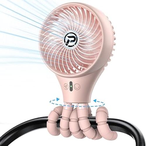 Portable Stroller Fan, Rechargeable Battery Powered Oscillating Fan, Baby Fan with 3 Powerful & Quiet Speeds, 90° Oscillation, Flexible Tripod for Stroller, Car, Seat, Crib, Desk, Camping, Travel