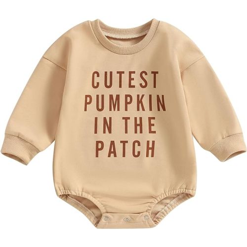 Adobabirl Baby Halloween Outfit Girl Boy Pumpkin Ghost Sweatshirt Romper Oversized Sweater Jumpsuit Cute Fall Winter Clothes