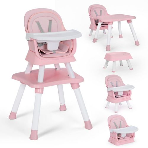 Kinder King 8 in 1 Baby High Chair, Coverts to Dining Booster Seat, Removable Tray & Double Seat Cover, Easy to Wipe