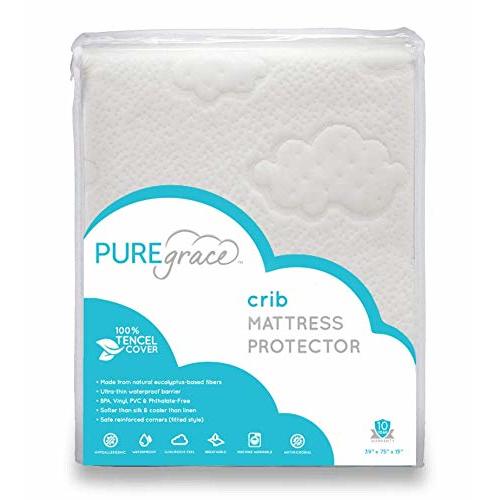 PUREgrace Crib Mattress Protector, Breathable Tencel Cover, Sensitive Skin Friendly Waterproof Pad
