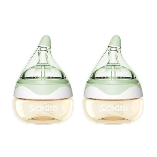 Breast Milk Baby Bottles for Newborn Baby PPSU Anti Colic Infant Bottles Wide Neck Breast-Like Nipple Slow Flow Breastfeeding Toddler Bottles-2pack (2.5oz/pc, Green)