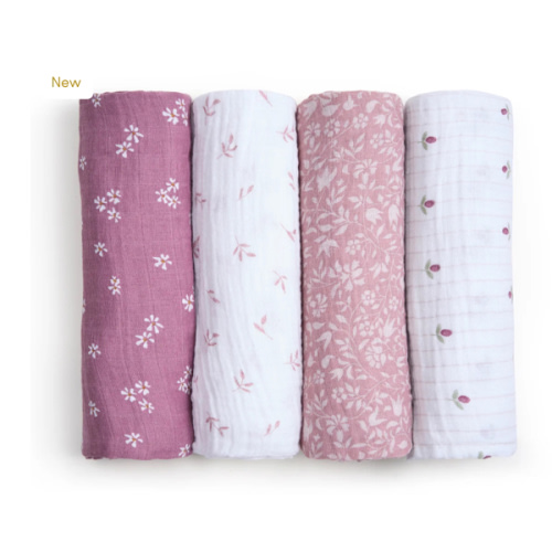 Above The Clouds Organic Cotton Swaddles 4pk | aden + anais. Heritage Floral pattern