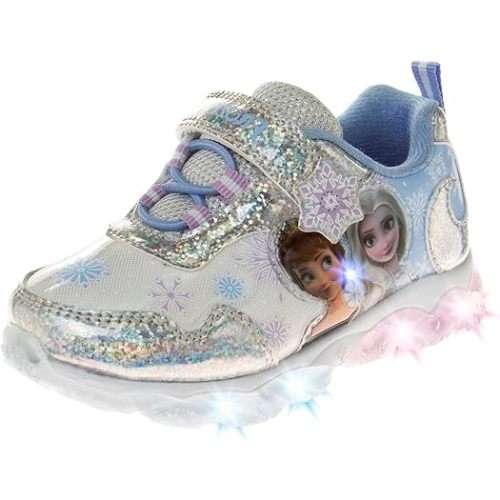 Disney Girls' Frozen Sneakers - Laceless Light-Up Running Shoes (Toddler/Little Girl)