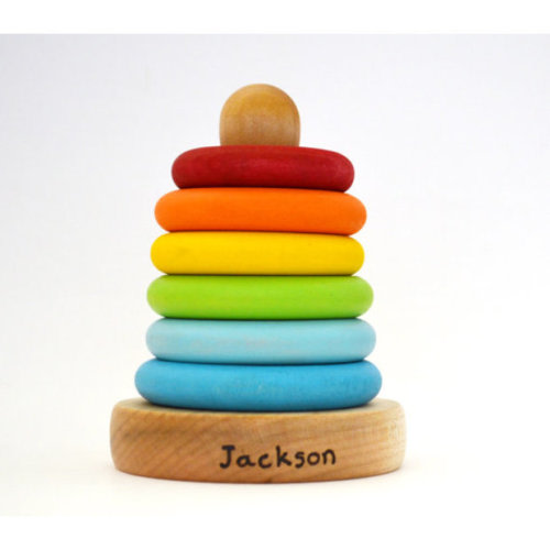 HCWoodcraft Personalized Rainbow Wooden Stacker