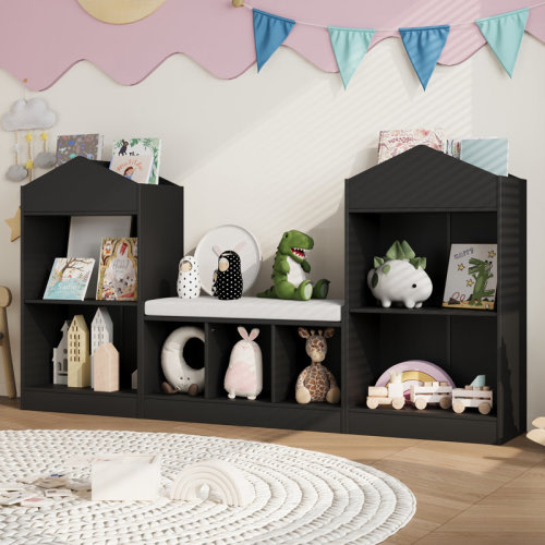 Isabelle & Max™ 68.9“ Kids Bookshelf With Reading Nook, Toy Storage Organizer With Seat Cushion And 7 Storage Cubbies, Wooden Kids Bookcase, Toy Organizers And Storage For Nursery, Playroom, White & Reviews | Wayfair