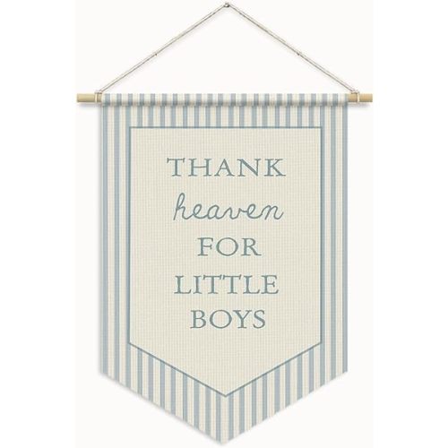 Baby Boys Room Nursery Decor,Thank Heaven for Little Boys Wall Banner Pennants Flag, Blue Striped Bible Verses Wall Hanging Flag for Kids Little Toddler Boy Nursery Room Bedroom Playroom Decor 11x15