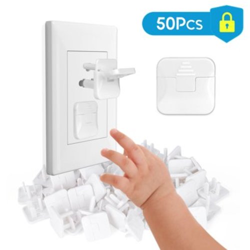 WeGuard Child Safety Outlet Plug Covers with Hidden Pull Handle, Keep Fingers & Utensils Out of 3-Prong Outlets, High Quality ABS Material, 50 Count