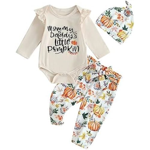 FYBITBO My First Halloween Baby Boy Girl Outfits Newborn Infant Cutest Pumpkin Romper Shirt Pants Hat 3Pcs Clothes Set