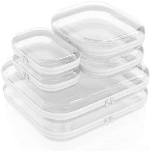 Clear Hard Shell Zipper Case 6 Pack, Clear Travel Makeup Case, Toiletry & Cosmetic Bag, Zippered Toy Storage, Make Up Organizer Pouch, Hard Plastic Toiletry Bag for Travel, 2x 14" 2x 10" 2x 8"