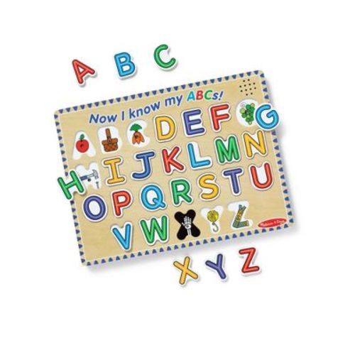 Melissa & Doug Wooden Alphabet Sound Puzzle - Wooden Puzzle With Light-Activated Sound Effects - 26pc: Fine Motor Skills, Peg Puzzle
