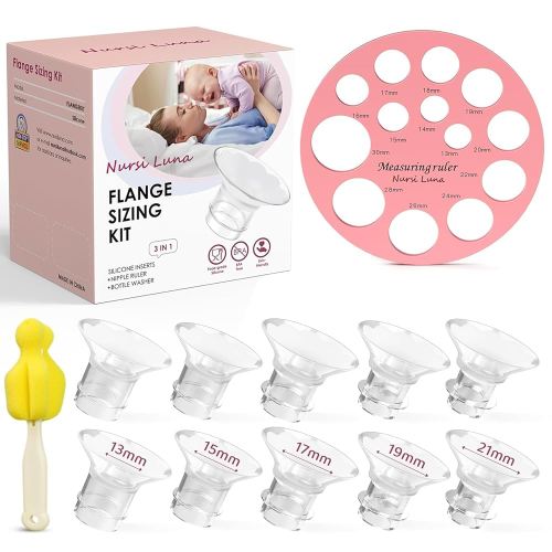 Flange Inserts 10PCS 13/15/17/19/21mm for 24mm Flanges/Shield of Most Pumps, Flange Sizing Kit Silicone Flanges Insert, Breastfeeding Essentials Kit for New Moms