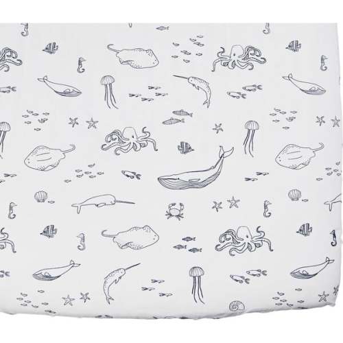 Life Aquatic Organic Crib Sheet, Marine - Pehr | Maisonette