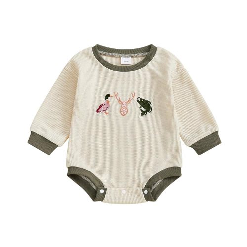 FIOMVA Baby Boy Sweatshirt Romper Fall Winter Clothes Outfits Sweater Onesie Long Sleeve Bubble Romper Bodysuit
