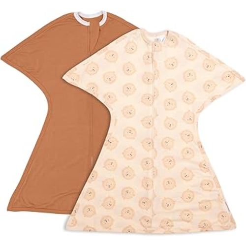 SleepingBaby Zipadee-Zip Transition Swaddle - Cozy Baby Swaddle Blanket with Zipper Convenience - Roomy Wearable Blanket for Easy Diaper Changes - Lions, Medium (6-12 Month) - 2 Pack