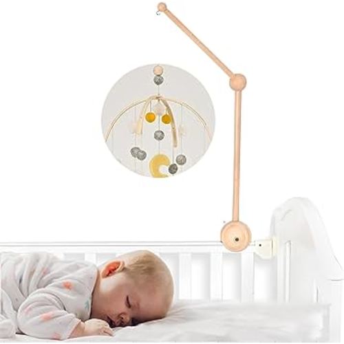GIJIR Baby Crib Mobile Arm，Wooden Mobile Arm for Crib Baby Nursery Mobile Hanger for Crib Adjustable Mobile Holder for Crib Mini Crib Mobile Arm(3Modes)