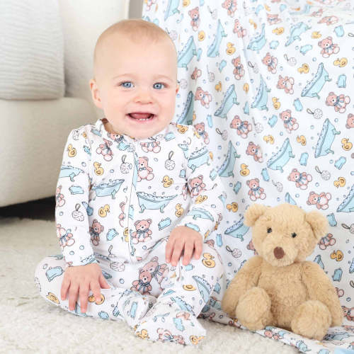 Bathtime Besties Zipper Footie | Blue