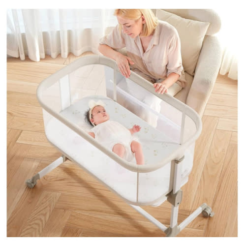 Amazon.com: Fodoss Baby Bassinets Bedside Sleeper - All Mesh Bedside Bassinet with Wheels, 7 Height Adjustable Baby Bassinet for Infants, Beige : Baby