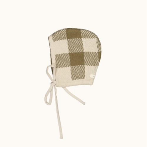 The Gingham Knit Bonnet - Golden