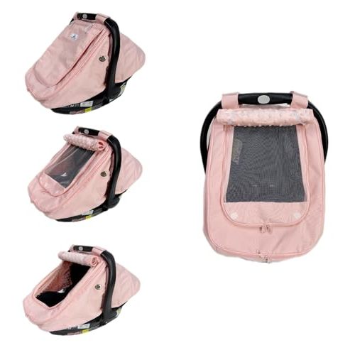 HippoBaby Waterproof Baby Car Seat Cover | Windproof Carseat Cover for Babies | Infant Car Seat Canopy for Boys and Girls | Weather Proof car Cover for All Seasons (Pink)
