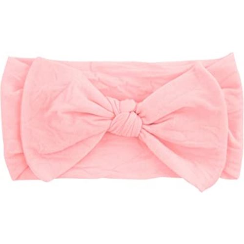 Wee Ones Stretch Nylon Baby Band with Nylon Bowtie - Light Pink (6-24 months)
