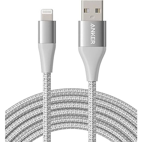 Anker Powerline+ II, USB A to Lightning Cable,MFi Certified for Flawless Compatibility with iPhone 11 Series SE/Xs/XR, and More(10FT,Silver)