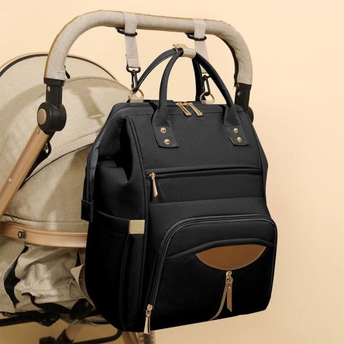 BoPeep Waterproof Baby Nappy Bag Backpack Large & Lightweight - Black