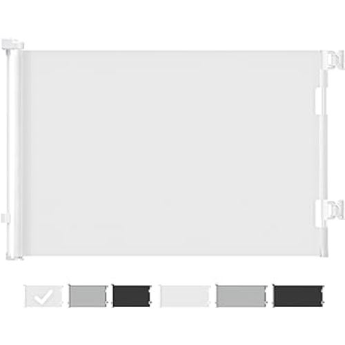 Cumbor Baby Gate Retractable Gates for Stairs, Mesh Dog Gate for The House, Wide Pet Gate 33" Tall, Extends to 55" Wide, Long Child Safety Gates for Doorways, Hallways, Cat Gate Indoor/Outdoor(White)